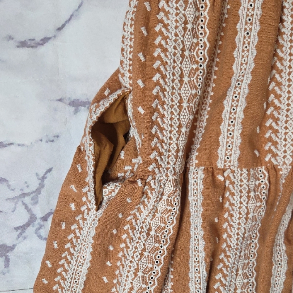 Greylin Tan/White Embroidered Midi Dress - Picture 10 of 10